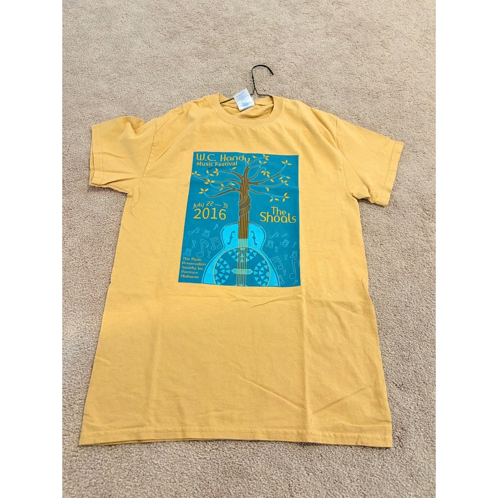 W.C. Handy Music Festival 2016 T-Shirt Mens Small Yellow The Shoals Alabama Tee